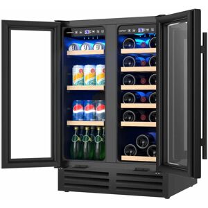 COSTWAY 120L Wine & Beverage Refrigerator 2-in-1 Under Counter Beer Drinks Fridge led