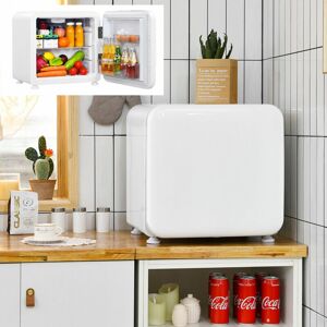 GYMAX Compact Freestanding Refrigerator Table Top Mini Fridge & Cooler W/Glass Shelves