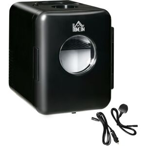 Homcom - 4L Mini Fridge, ac+dc Portable Cooler & Warmer for Home or Car Black - Black