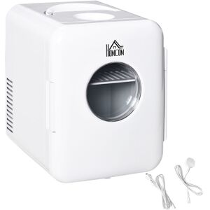 Homcom - 4L Mini Fridge, ac+dc Portable Cooler & Warmer for Home or Car White - White