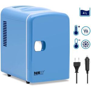 MSW - Mini Refrigerator 12 v / 230 v - 2-in-1 appliance with keep-warm function - 4 l - Blue Mini fridge Small refrigerator