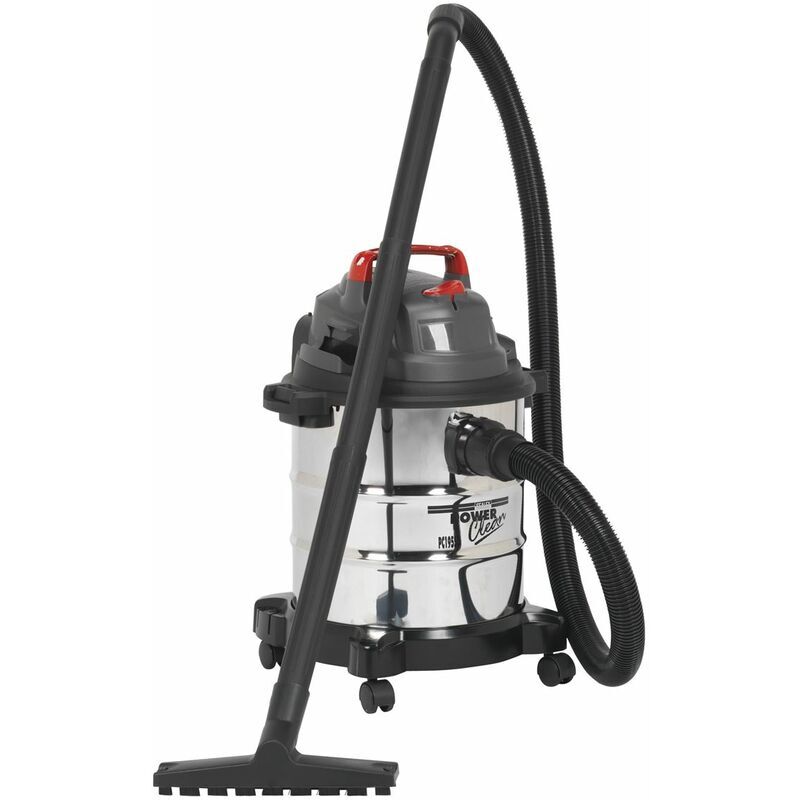 Vacuum Cleaner Wet & Dry 20L 1200W/230V Stainless Drum PC195SD - Sealey