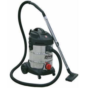 LOOPS 1400W Industrial Wet & Dry Vacuum Cleaner - 30L Stainless Steel Drum - 230V