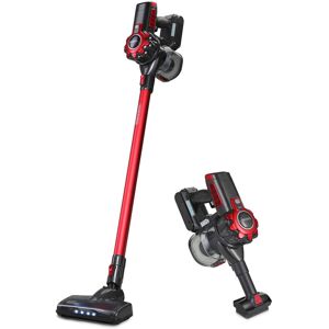 Monzana - Cordless Vacuum Cleaner 4 in 1 Battery Handheld led Stick Hoover Rechargeable Lithium 40 Min Run Time Grey - Red