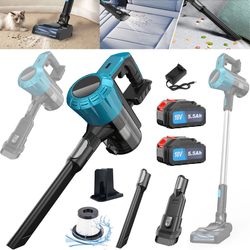 PEDONY Handheld Vacuum Cleaners, Ultra-Lightweight Cordless Upright Vacuum Cleaner for Carpet, Hard Floor, Pet Hair, Car with Swivel Steering, 2 x 5.5A