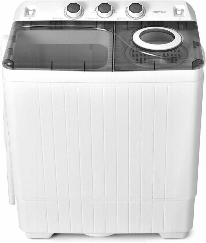 COSTWAY Washing Machine Twin Tub Semi-automatic Laundry w/26lbs Washer & Spin Dryer