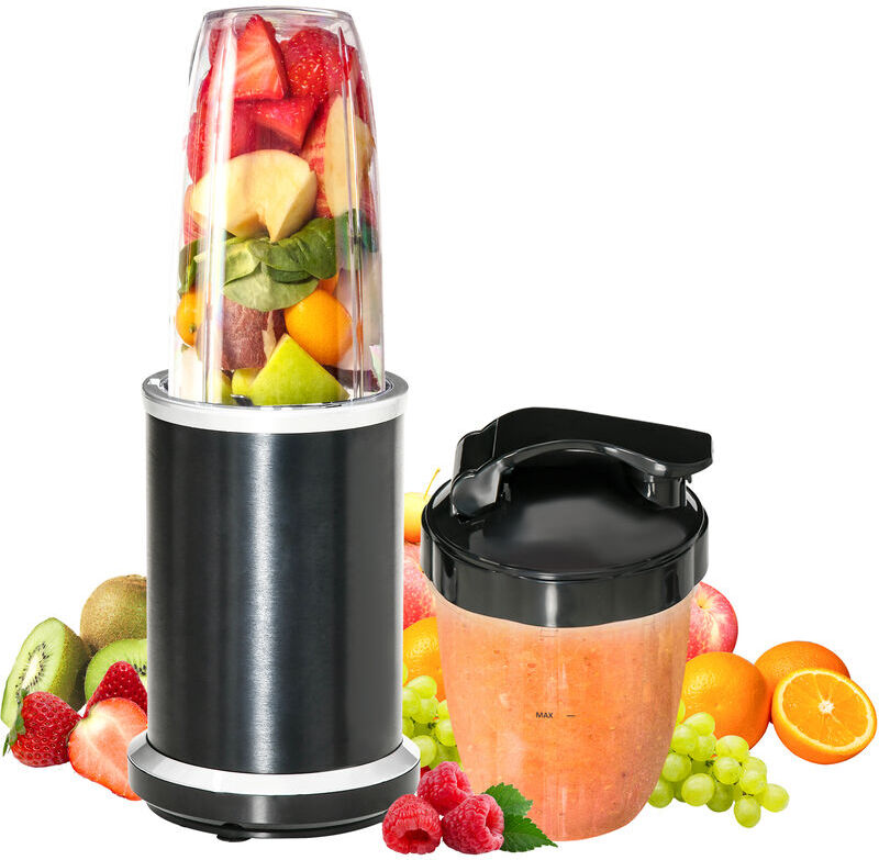 HOMCOM Countertop Blender 1000W Smoothie Maker with 0.7L and 0.35L Mix Cup - Black