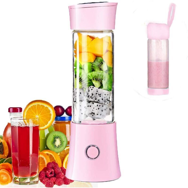 Aougo - Portable Juice Blender, Milk Shake, Fruit and Vegetable Juicer, Mixer, 480ml, bpa Free, Mini usb Smoothie Blender, 100W, Christmas Gift for