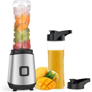 AOUGO 400W Mini Blender Smoothie Maker, with 2 Portable 600ml Bottles bpa Free, Shake Mixer for Milk Shakes, Smoothies, Ice Cream and Baby Food, 25.000