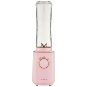 T12060PNK Cavaletto Personal Blender with Tritan Smoothie Bottle, 2 Speeds, Pulse Function, 300W, Marshmallow Pink and Rose Gold - Tower