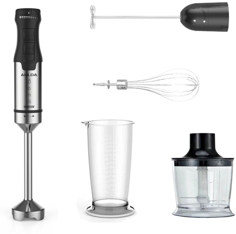 Dewdat - Blender 600ml Immersion blender,Stainless steel 5-in-1 hand blender set, Black,1000 w