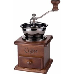 RHAFAYRE Retro Brown Wooden Manual Coffee Grinder with Portable Crank, Antique Design Coffee Grinder, Espresso Grinder for Coffee Beans, Coffee Beans,