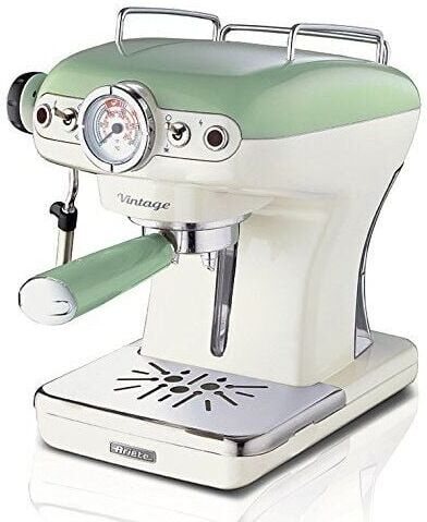 Ariete - 1389/14 Retro Style Espresso Machine & Built In Milk Frother, Barista Coffee Maker Ideal for Americanos, Lattes & Cappuccinos, Filter Holder