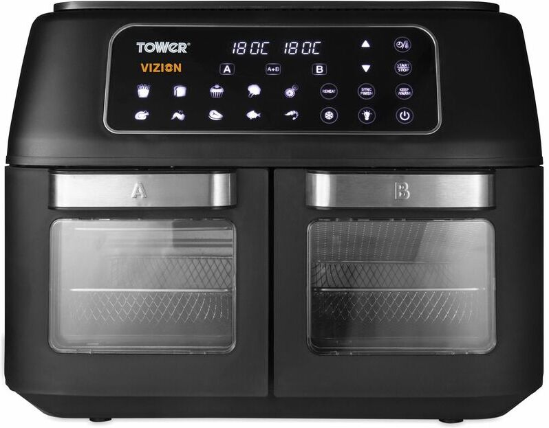 Tower - T17102, Vortx Vizion Dual Compartment Air Fryer Oven with Digital Touch Panel, 11L, Black