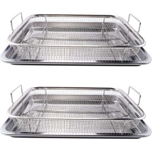 TLILY Air Fryer Basket for Oven, Crisper Tray and Stainless Steel Pan, Luxury Frying in Your 4 Piece Set, Grill