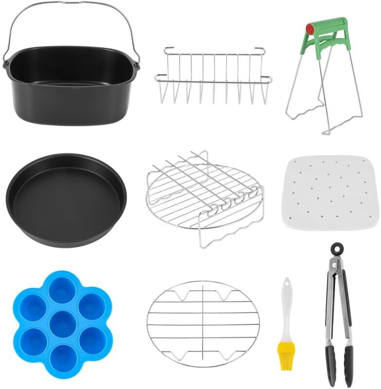 Tlily - 11 pieces of square air fryer accessories, suitable for Philips air fryer, cosori and other square air fryer and oven