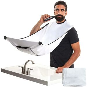 Asab - Men Beard Apron Bib Shave Facial Hair Cape Gather Cloth Trimming Catcher Trimmer - White