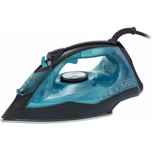 BLACK+ DE Black+de - black+decker BXIR22002GB Steam Iron, Ceramic Soleplate, 2800W, Black and Aqua