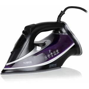 Tower T22013PR CeraGlide Ultra-Speed Steam Iron with Variable Steam Function, Anti-Calc, Anti-Drip and Self-Cleaning, Purple, 3100 w, Black and Purple