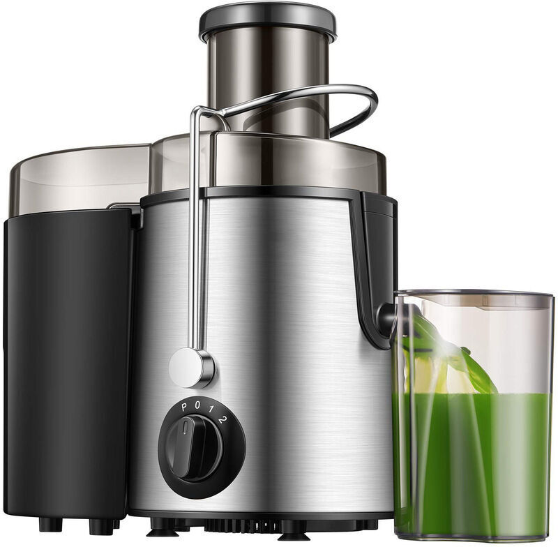 AOUGO Juicer, 65mm Wide Mouth, 400W Fruit and Vegetable Juicer, Stainless Steel Cold Juicer, Cleaning Brush Included, BPA Free, (526) [Energy Class A+++]