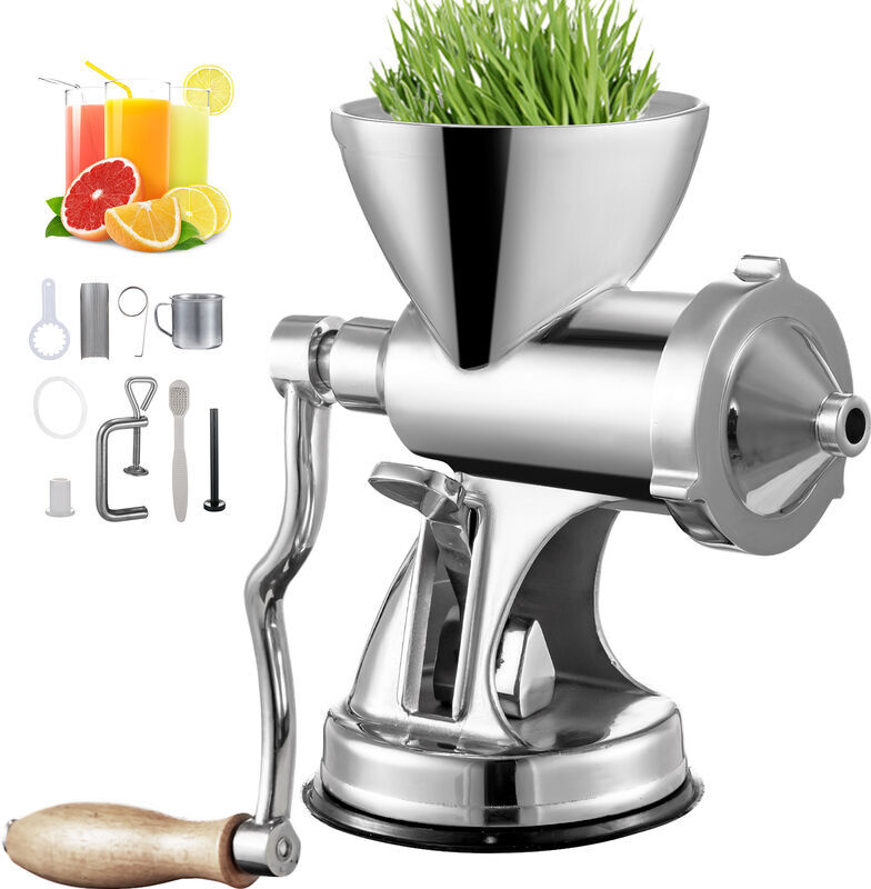 VEVOR Manual Wheatgrass Juicer Wheat Grass Grinder Long Screw Shaft Wheatgrass Juicer 304 Stainless Steel for Juicing Wheatgrass Gingers Apples Grapes for