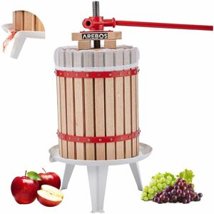 Arebos - Fruit Press 8L Manual Juicer i Berry press incl. press cloth, pressure plate and metal spindle i For all kinds of juice & vegetables - Tan,