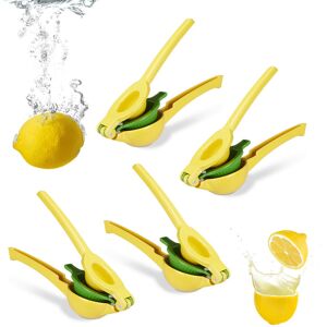 Set of 4 Manual Citrus Press, Durable Fruit Juicer, 2 in 1 for Lemons and Limes, 5.5 x 7.5 x 22 cm, Yellow - Relaxdays