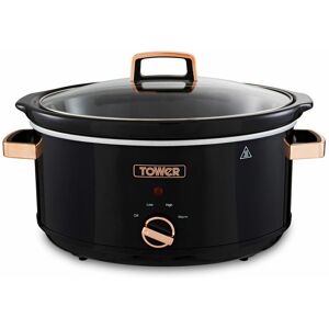 Tower - T16019RG Infinity Slow Cooker with 3 Heat Settings & Keep Warm Function, 6.5L, 270W, Black and Rose Gold