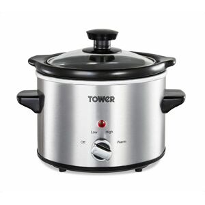 T16020 Infinity Compact Slow Cooker with Keep Warm Function, 1.5L, 120W, Stainless Steel - Tower