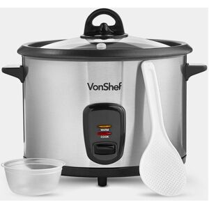 Vonshef - Rice Cooker Steamer 1.8L - 8 Cup Capacity Stainless Steel Electric Cooking Pot 700W - Family Sized, Multipurpose, Easy Clean Non-Stick