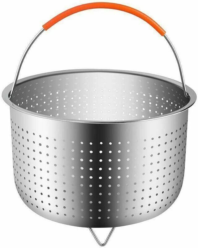 DEWDAT Steamer Basket,304 Stainless Steel Vegetable Steamer Basket, Steamer Rice Cooker Basket Pressure Cooker Steamer Basket with Silicone Covered Handle