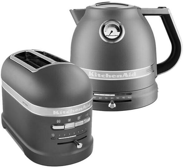 Artisan Matt Imperial Grey 2 Slot Toaster and Kettle Set - Kitchenaid