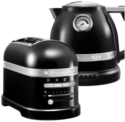 Artisan Onyx Black 2 Slot Toaster and Kettle Set - Kitchenaid