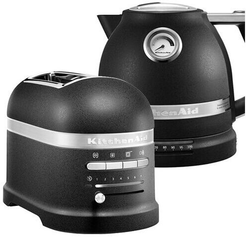 Artisan Cast Iron Black 2 Slot Toaster and Kettle Set - Kitchenaid