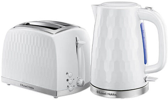 Honeycomb White Kettle & 2 Slice Toaster Set - Russell Hobbs