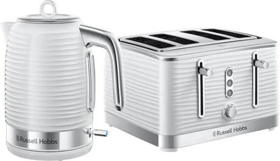 Inspire Kettle & 4 Slice Toaster Set White - Russell Hobbs