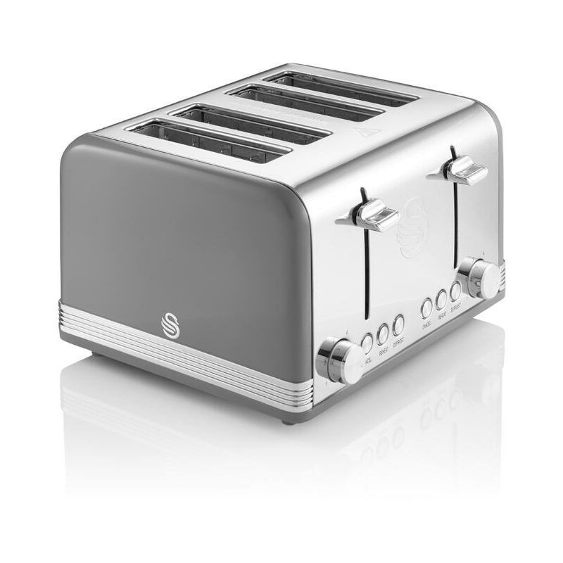 Swan - 4 Slice Retro Grey Toaster - GREY