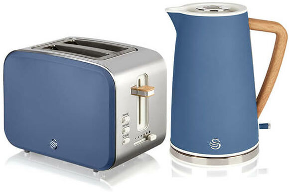 Nordic Blue 1.7 Litre Cordless Kettle and 2 Slice Toaster - Swan