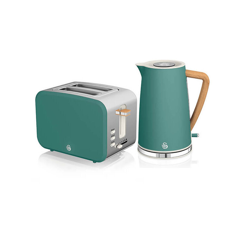 Nordic Pine Green 1.7 Litre Cordless Kettle and 2 Slice Toaster - Swan