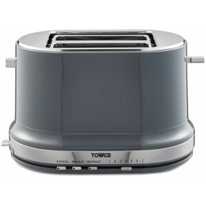 Tower - T20043GRP Belle 2-Slice Toaster with 7 Browning Settings, Defrost/Reheat/Cancel, 800 w, Graphite
