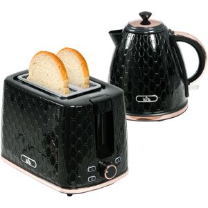 Homcom - Kettle and Toaster Set 1.7L Fast Boil Kettle & Toaster Set Black - Black