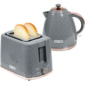 HOMCOM Kettle and Toaster Set 1.7L Fast Boil Kettle & Toaster Set Grey - Grey