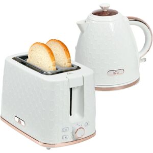 Homcom - Kettle and Toaster Set 1.7L Fast Boil Kettle & Toaster Set White - Cream