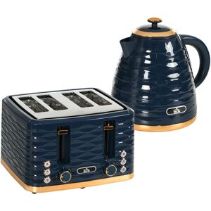 Homcom - Kettle and Toaster Set 1.7L Rapid Boil Kettle & 4 Slice Toaster Blue - Blue