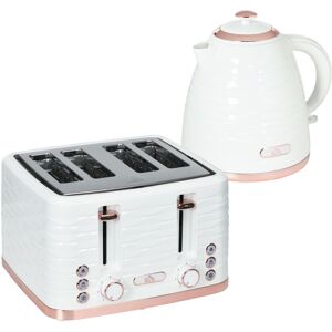 Kettle and Toaster Sets 1.7L Kettle & 4 Slice Toaster w/ Browning Control White - Cream - Homcom