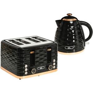 Kettle and Toaster Sets 1.7L Kettle & 4 Slice Toaster w/ Browning Control Black - Black - Homcom