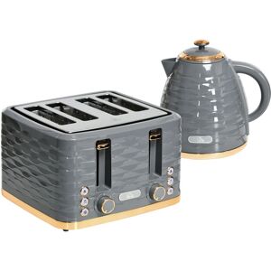 Kettle and Toaster Sets 1.7L Kettle & 4 Slice Toaster w/ Browning Control Grey - Grey - Homcom
