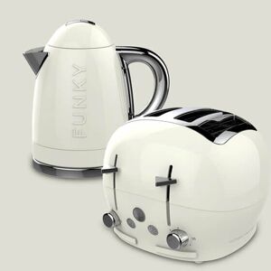 The Funky Appliance Company 1.7 Litre Kettle and 4 Slice Toaster Set Cream