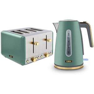 Tower - Cavaletto Jug Kettle and 4 Slice Toaster Set Jade