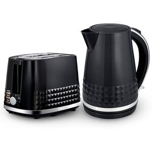 Tower Solitaire Kettle and 2 Slice Toaster Set Black